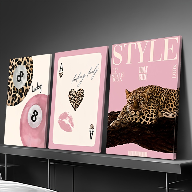 3피스 레오파드 치타 캔버스 벽 예술 프린트, 프레임  - Quiet Luxury Lifestyle 리뷰 및 가격